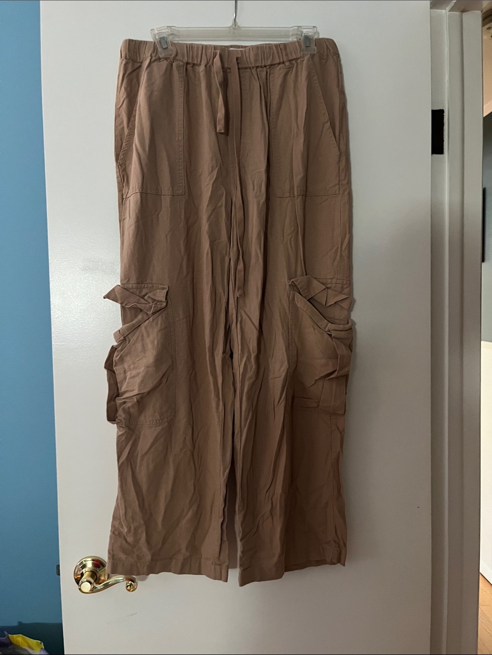 Vanilla Star Cargo Drawstring Trousers in Tan